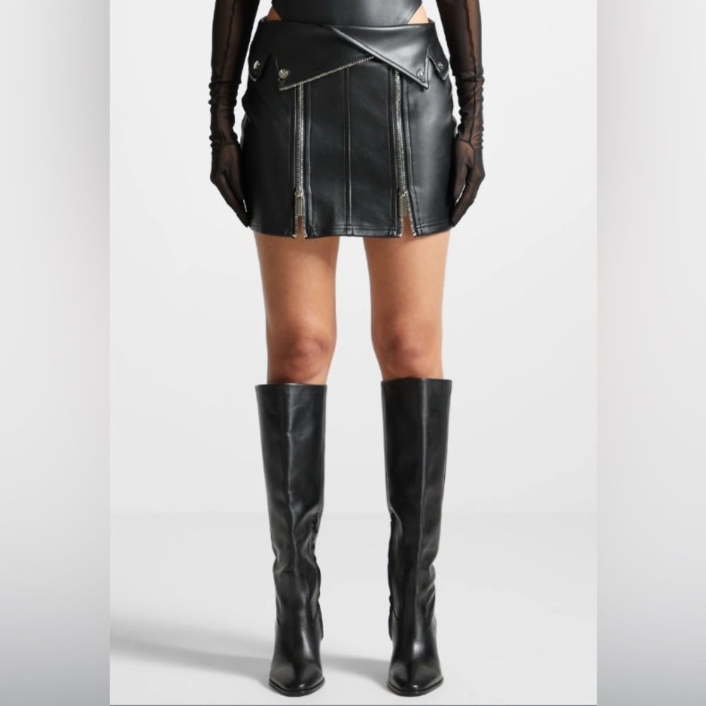Manière De Voir Vegan Leather Mini Skirt With Zips